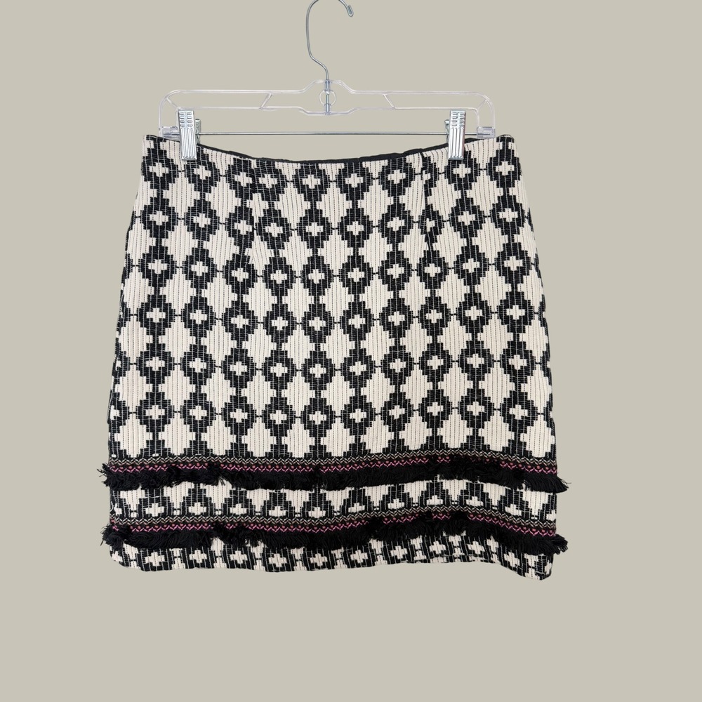 Merona Geometric Embroidered Fringe Mini Skirt Size 10
